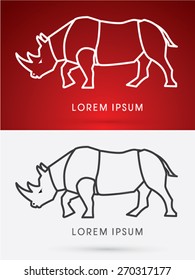 Rhino, Standing, Outline, Sign ,logo, Symbol, Icon, Graphic, Vector.