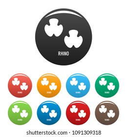Rhino step icon. Simple illustration of rhino step vector icons set color isolated on white