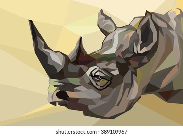 Rhino in the style of low-poly. Head abstract.
