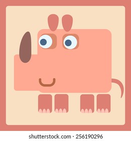 Rhino stylized cartoon animal icon. Baby style