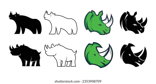 Rhino symbol icon set vector template.