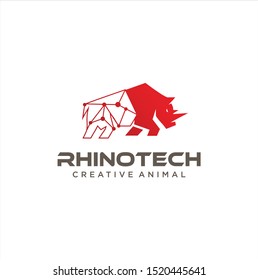 Rhino Tech Logo Digital Design Vector Strong 