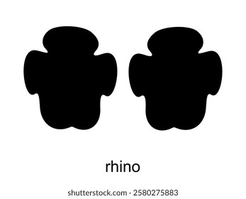 Rhino Tracks or Spoor. Rhino footprint black silhouette. Paw step in black color. Black silhouette design. Vector illustration isolated on white background