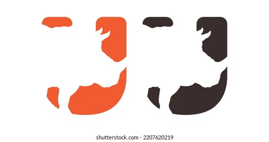 Rhino U Logo Vector Icon Symbol Template. Rhino Vector Illustration. U Rhino Vector