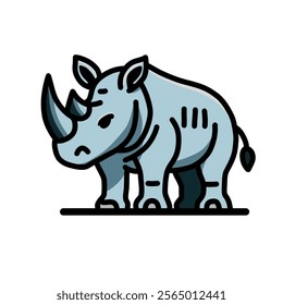 rhino vector design illustration, rhino icon, rhino logo, rhino sticker, animal design, great as a sticker.