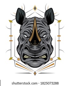 rhino vector design.Rhino illustration template.