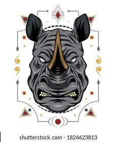 rhino vector illustration. animal design template.