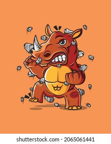 Rhino Vector Illustration Character Chibi