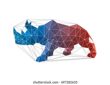 Rhino, a vector rhino illustration designed with geometric low poly triangular outlines and colors
