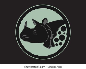 Rhino vector Illustration on black background. good for company logo or brand. 