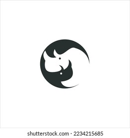 Rhino vector illustration of a silhouette isolated white background. Rhinoceros logo inspiration. 