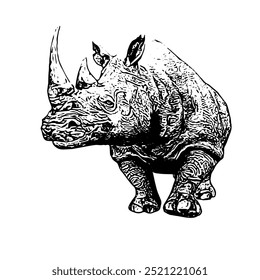 Rhino vetor ilustração animal linha arte contínuo 