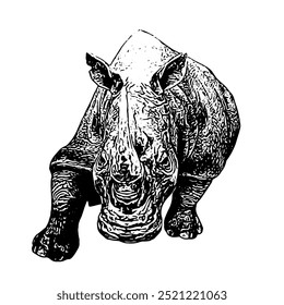 Rhino vetor ilustração animal linha arte contínuo 