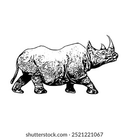 Rhino vetor ilustração animal linha arte contínuo 