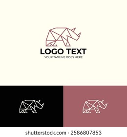 Rhino vector line art logo design template