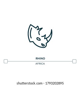 rhino vector line icon. Simple element illustration. rhino outline icon from africa concept. Can be used for web and mobile

