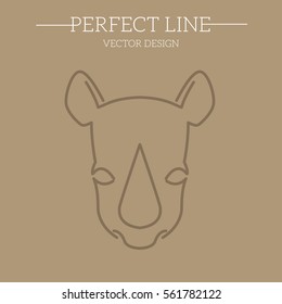 rhino vector line, logo, emblem. Contour Design.