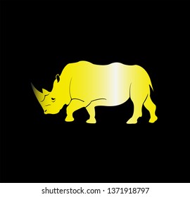 rhino vector logo of animal silhouette with wild horn concept