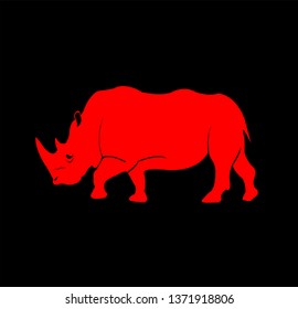 rhino vector logo of animal silhouette with wild horn concept