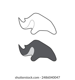 Rhino vector logo design illustration, Cartoon art silhouette