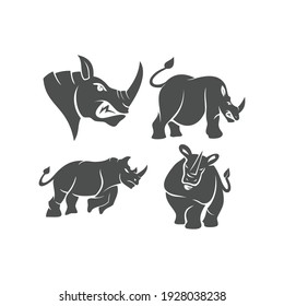 Rhino vector logo design mascot Set with modern illustration concept style for badge, emblem and t-shirt printing