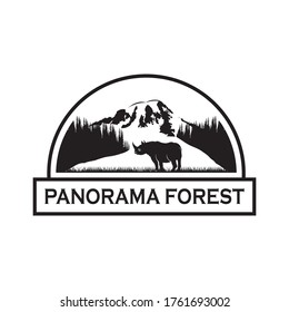RHINO VECTOR LOGO WITH FOREST BACKGROUND