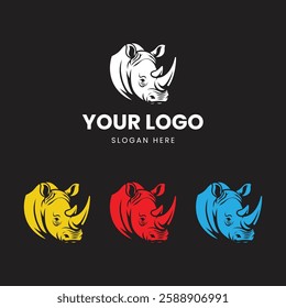 rhino vector logo template with three color option
