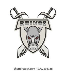 Rhino vector mascot head logo design element illustration emblem isolated