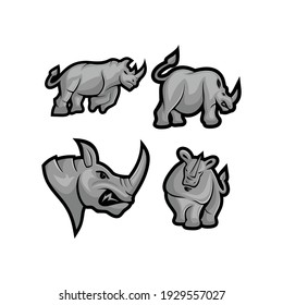 Rhino vector mascot Set with modern illustration concept style for badge, emblem and t-shirt printing