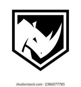 rhino vector modern logo design, Concept Rhino head and shield company logo icon. Premium Rhinoceros brand identity emblem