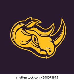 Rhino, Vector Outline Of Head, Logo Element