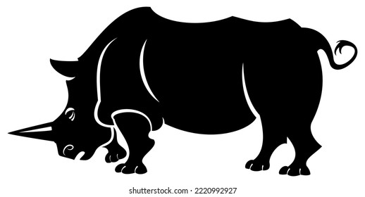 rhino vector, silhouette vector, isolated illustration abstract pattern on white background