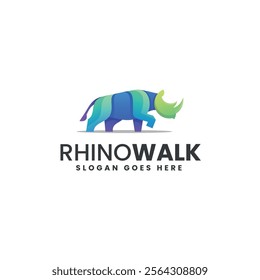 Rhino Walk Gradient Colorful Logo