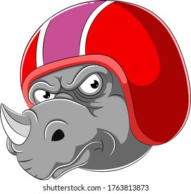 Rhino wearing helmet of Racer of illustration