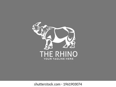 Rhino white simple logo icon symbol mascot for Brand, company, Business, Banners, Poster, background and wallpaper. 