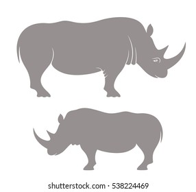 Rhino. Wild animals on white background