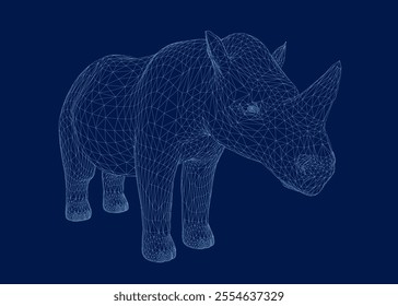 Rhino wireframe Vector, rhino vector graphic icon. 3D