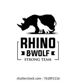 Rhino and Wolf Logo. Creative Vector Logo Illustration for Business. Logo Animals