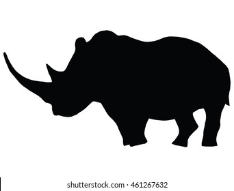 Rhinoceros African Animals Zoo Tattoo Silhouette Stock Vector (Royalty ...