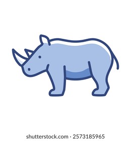 Rhinoceros animal cartoon icon vector illustration graphic design in blue