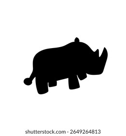 Rhinoceros animal icon. Wild safari creature. Horned mammal silhouette. Vector wildlife symbol.