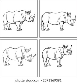 A rhinoceros animal Line Art