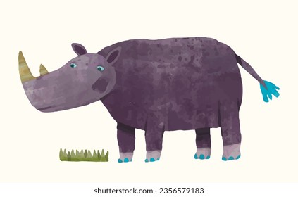 rhinoceros, Animal wildlife watercolor vector illustration.