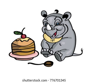 rhinoceros baby food  illustration