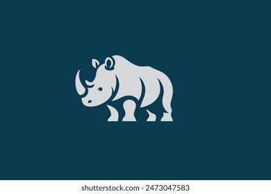 Rhinoceros. Beautiful modern logo. Monochrome, flat, vector illustration	