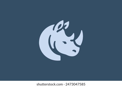 Rhinoceros. Beautiful modern logo. Monochrome, flat, vector illustration	