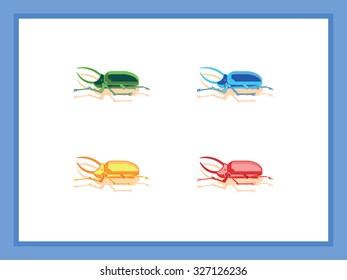 rhinoceros beetle 4 colors side-wise