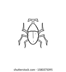 Rhinoceros Beetle doodle icon vector hand drawing