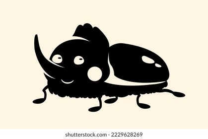 Rhinoceros beetle icon. Biology and fauna, educational materials for children, education, learning and training. Sticker for social networks and instant messengers. Cartoon flat vector illustration