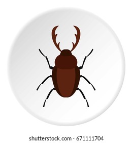 Rhinoceros beetle icon in flat circle isolated vector illustration for web